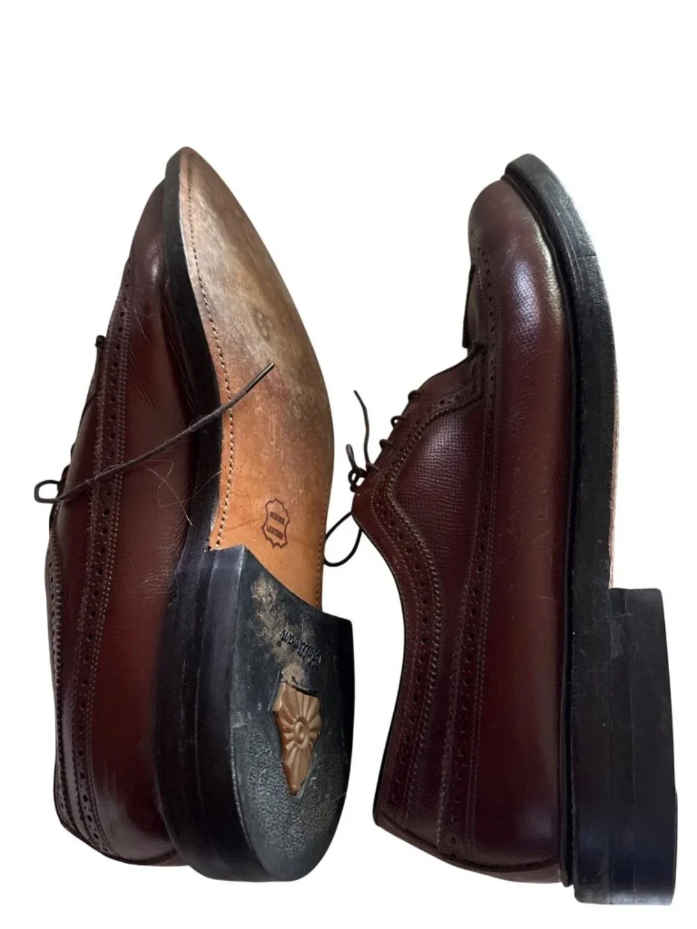 Vintage Mens Leather Wingtip Oxford Shoes Brown Size 8 USA-Made